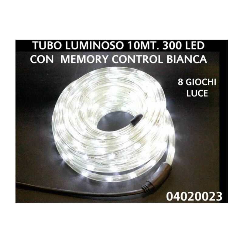 Image of Ingrocart - Tubo luci a led natalizio 10 metri - colore bianco - 8 funzioni - addobbo natale