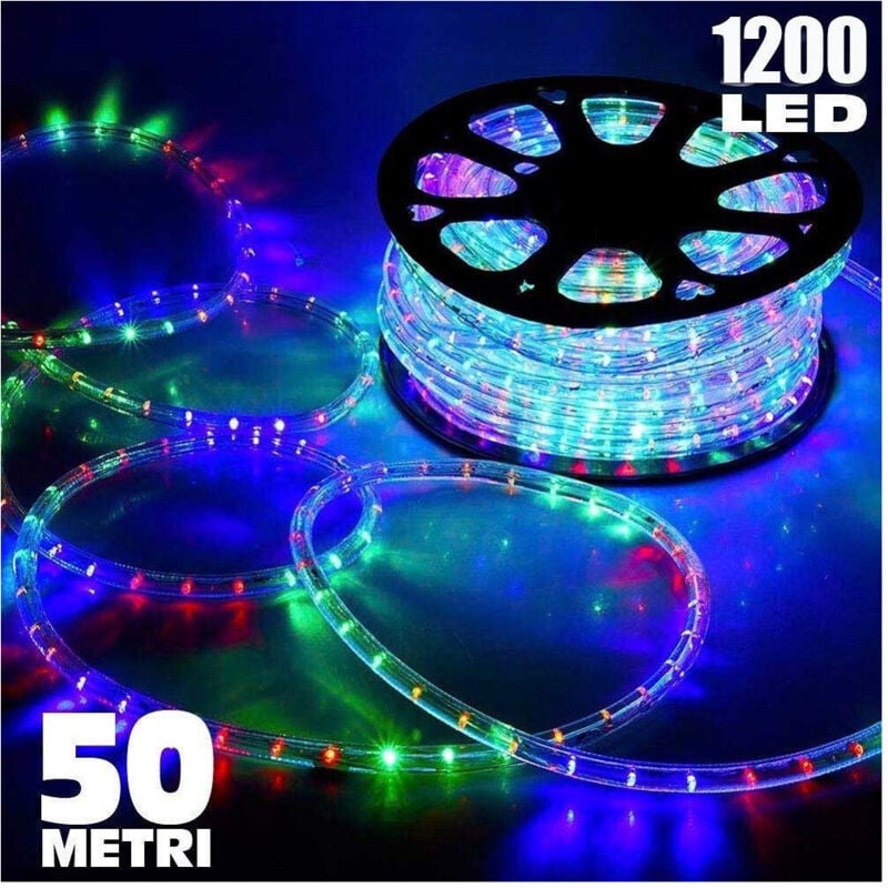 Tubo Luminoso 1200 Led 50 Mt Multicolor Uso Esterno Controller 8 Giochi Luce - - Trade Shop Traesio