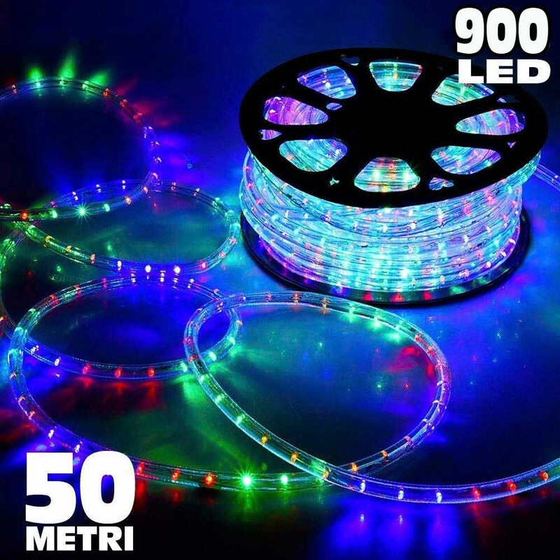 Image of Bakaji - Tubo Luminoso 900 led - 50 mt Multicolor uso esterno Controller 8 Giochi luce