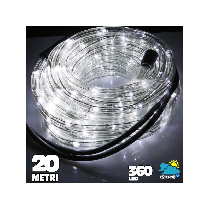 Image of Trade Shop - Tubo Luminoso A Led 360 Luci Bianco Freddo 20 Metri Per Uso Esterno + Controller
