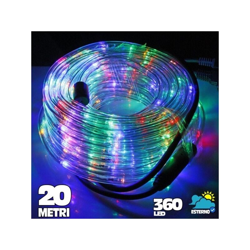 Image of Trade Shop - Tubo Luminoso a Led 360 Luci Multicolor 20 Metri Per Uso Esterno + Controller
