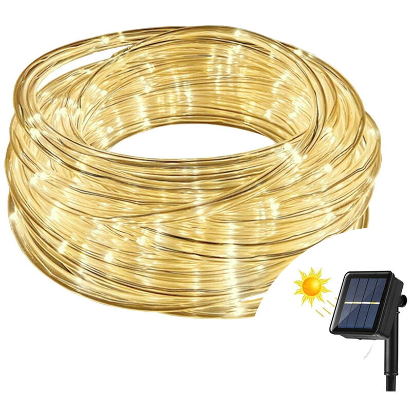 Image of Tubo luminoso con pannello solare 10 metri da esterno 200 Led Bianco Caldo Wisdom