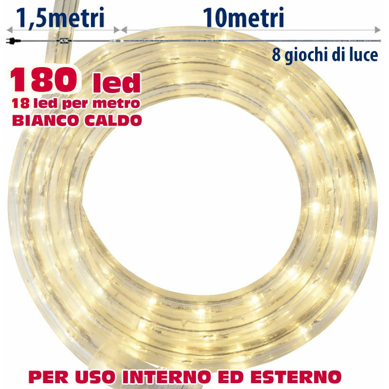 Image of Tubo Luminoso a led per Esterno Bianco Caldo 10 Metri con Controller Giochi Luce