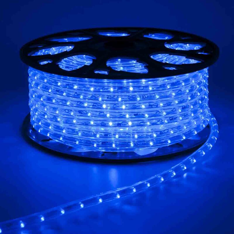 Image of Tubo luminoso led 50mt tagliabile 24ledxmt con cavo in gomma 11.88mm luce blu