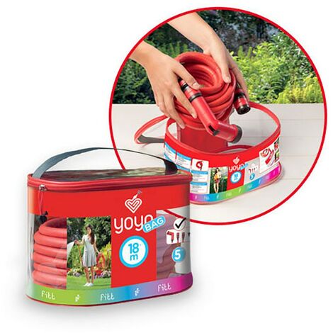 FITT YOYO UP Tuyau d'Arrosage de Jardin Extensible et Flexible avec Pistolet Multifonctions et Crochet de Support pour clôtures, Rouge