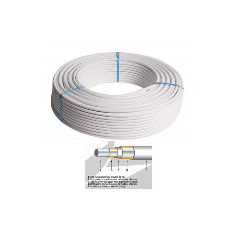 Dianflex - tubo multistrato al/pex pvc nudo a norma, vendita al metro 16x2mm