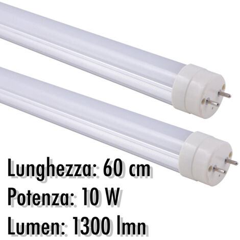 Tubo Neon Led T8 10 W Watt 1300 Lmn Avec Coperture Opaca De 60 Cm Bianca Light