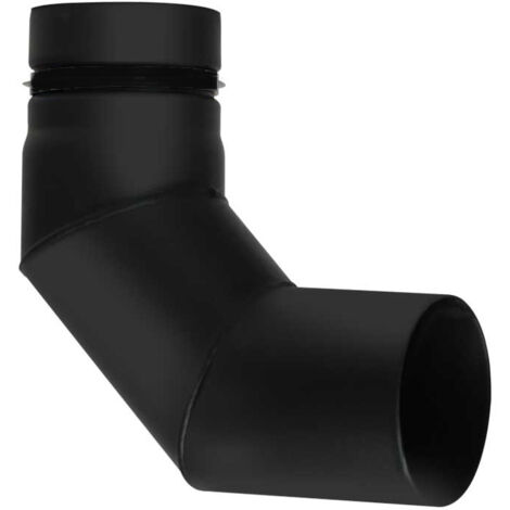 Tubo nero stufa pellet smaltato giunto scomparsa curva 90 DN 80 canna fumaria 600 CE Made in Italy