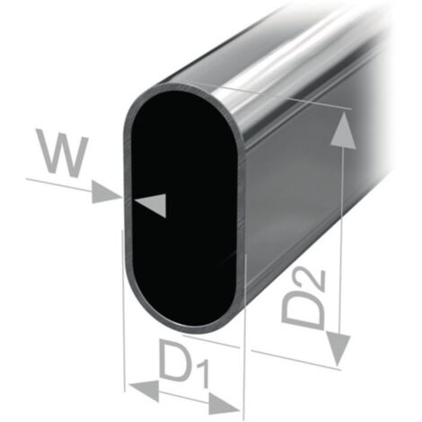 Tubo ovale per armadio con saldatura, lunghezza 2000 mm, spessore parete 1 mm, larghezza 15 mm, altezza 30 mm