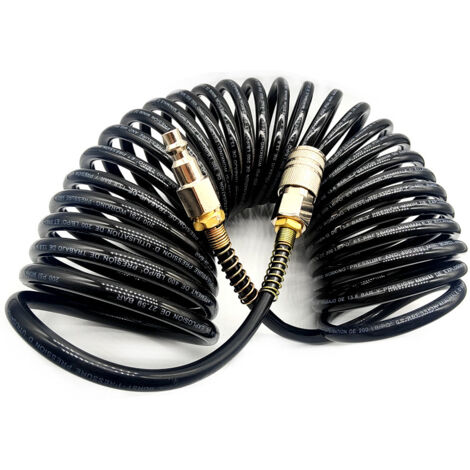 Tubo per aria compressa in PU lungo 7,5 m, diametro interno 5 mm x diametro interno 8 mm con connettori rapidi da 1/4" in Germania