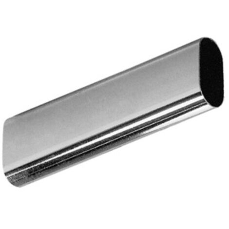 Tubo per Armadio Ovale Cromato Mt 1 30x15 Completo con 2 Supporti Laterali e Viti