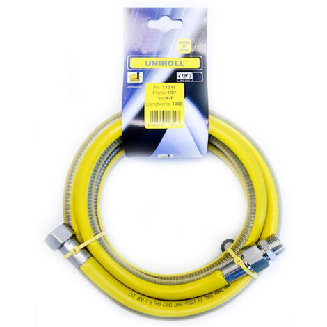 Tubo per Gas Inox Uniroll 1/2" M/F-F/F En15266 100 Cm