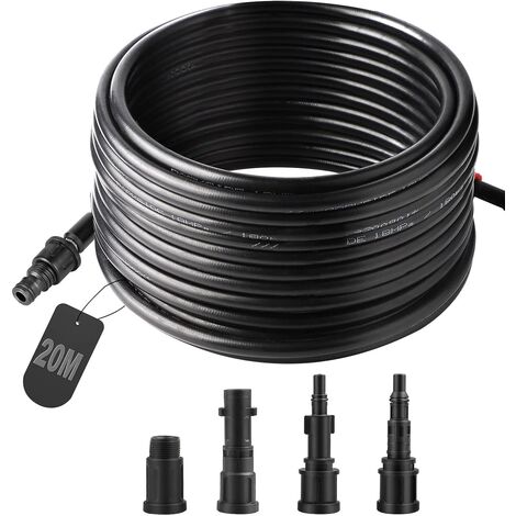 Tubo Per Idropulitrice 20m Tubo Flessibile Sbloccante Nero Pulizia Scarico
