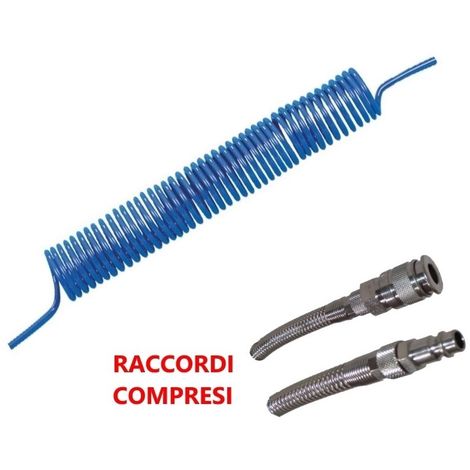 TUBO ARIA COMPRESSA FLESSIBILE PER COMPRESSORE 12 MT RACCORDO RAPIDO 1/4  106OX