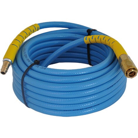 EBERTH Tubo per aria compressa 50m, tubo per compressore con diametro 6mm x  11mm (interno x esterno), attacco rapido 1/4 e pressione di esercizio di 20  bar, Accessori per pistola ad aria compressa