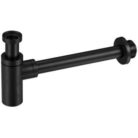 Tubo sifone universale nero per lavello, sifone in acciaio inox, 1 1/4 x 32 mm, nero opaco