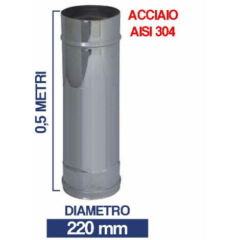 TUBO STUFA PELLET CAMINO IN ACCIAIO INOX AISI 304 PER CANNA FUMARIA CM 50 24427V 220 (23502)