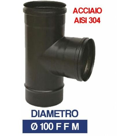 Raccordo tubo stufa a pellet T 90° MFM Ø 80 mm SP 1,2 mm con