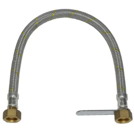 TUBO TRAVASO MANICHETTA TRECCIA METALLO GAS CENTRALINE DA 50cm FF 1-2