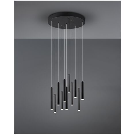 Tubular Modern Suspension 11 schwarze LED-Röhren Ø40 cm Trio-Beleuchtung