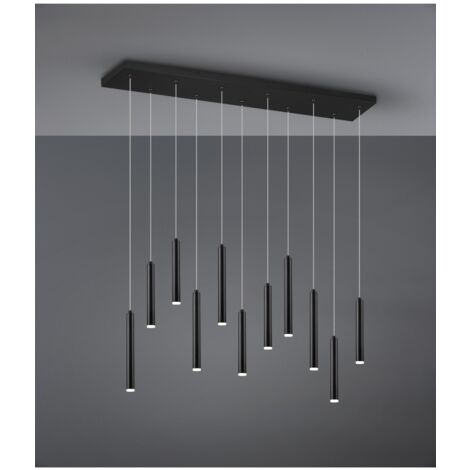 Tubular Modern Suspension 11 schwarze LED-Röhren L115 cm Trio-Beleuchtung