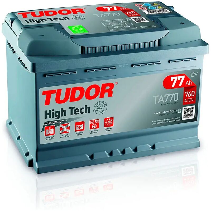 Tudor TA770 Batería de Coche 77Ah 760A EN