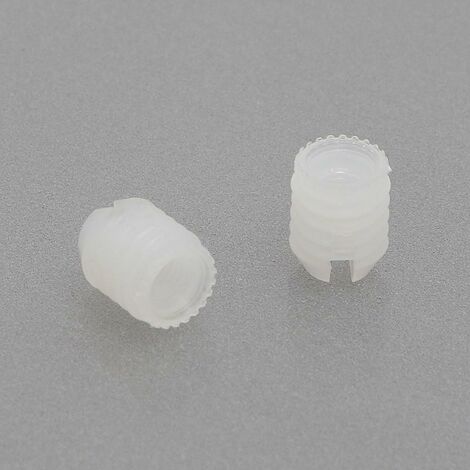 tuerca nylon blanco coto m4 d8x11 para taladro 8mm. con ranura en la cabeza.