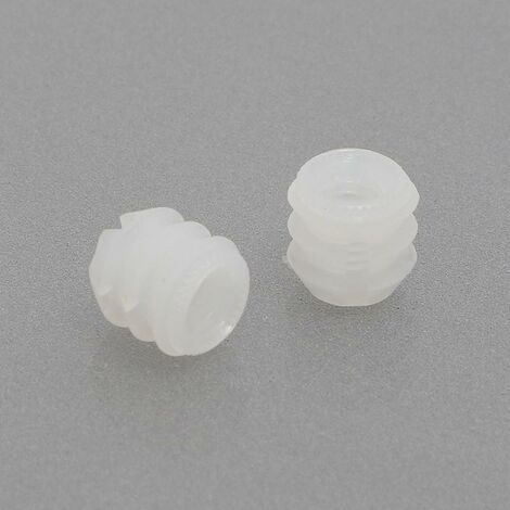 tuerca nylon blanco coto m6 d11x11 para taladro 10mm. con ranura en la cabeza. (caja 100)