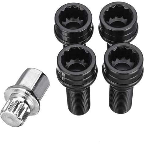 Tuerca para tornillos de bloqueo de rueda M14 x 1,25 negra + llave compatible con BMW Mini R54 R55 R56 R57 R58 R59 R60 F55 F56 F57 compatible con BMW Serie 1 2 3 4 5 6 7 Serie X1 3 5 6