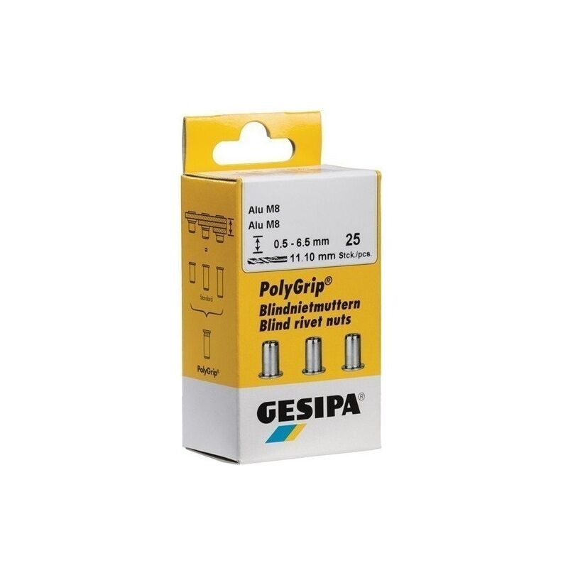 

Tuerca Remachable Polygrip Vstago De Mandril D X L 11 X 20