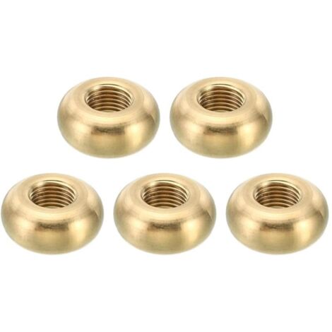 Tuercas de seguridad redondas M10x1, paquete de 5, de latón macizo, con borde plano y rosca fina, para lámparas y muebles, 22 mm x 10 mm
