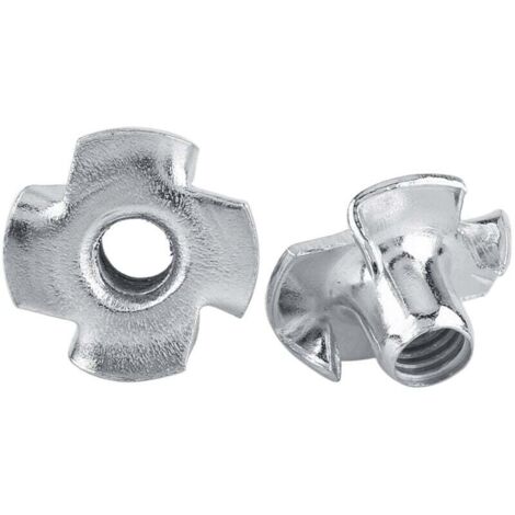 Tuercas en T de 4 puntas de acero galvanizado para muebles de madera (M4 x 50 uds.)