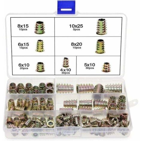 Tuercas hexagonales de aleación de zinc M4 M5 M6 M8 M10 - Insertos roscados - Caja de plástico
