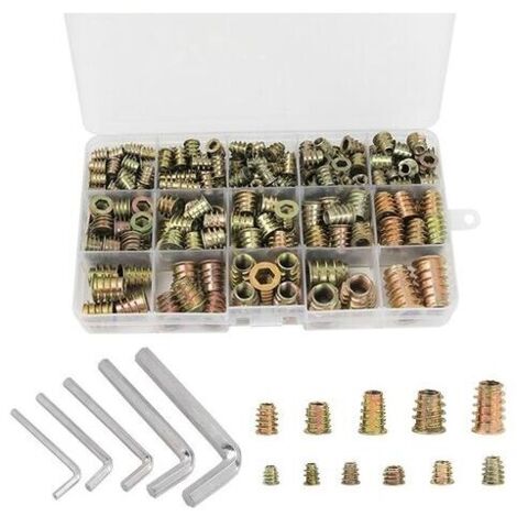 Tuercas hexagonales XVX M4 M5 M6 M8 M10 con inserciones roscadas, insertos de tuerca hexagonales de aleación de zinc (230 piezas)