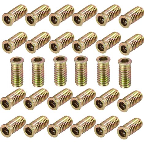 Tuercas roscadas de acero al carbono galvanizado para muebles, 30 unidades, M8 x 30 mm, cabeza hexagonal, para muebles de madera.