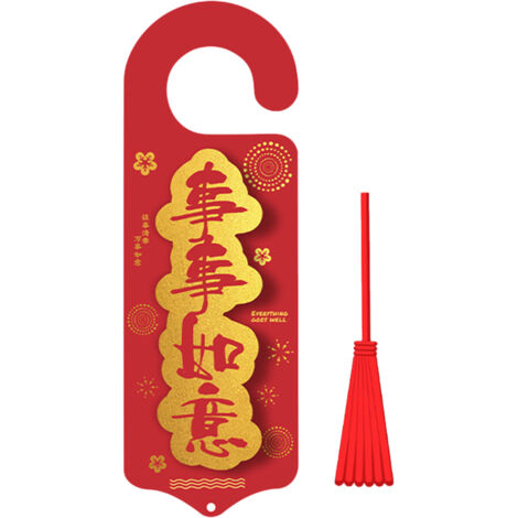 Türdekoration zum Chinesischen Neujahr – Roter Türanhänger aus Pappe, 28 cm, mit Fransen – 1 Stück
