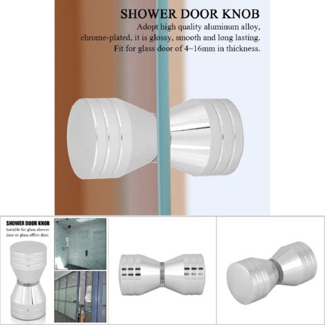 Türgriff aus verchromtem Aluminium mit Zugknopf für Badezimmertüren aus Glas, 100 % neu und ergonomisch, Maße: 3 x 6 cm, geeignet für Glasstärken von 4–16 mm