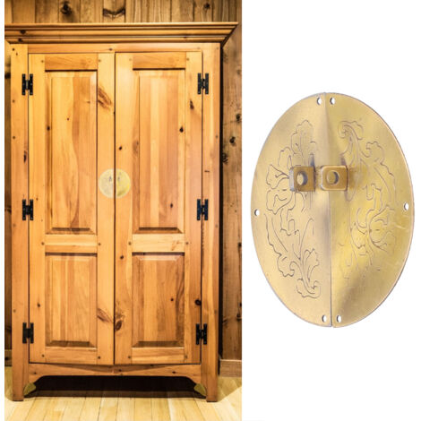 [Türgriff] Retro-Doppeltürgriff, runder Plattengriff für Kleiderschrank/Schrank – geätzter Eisengriff, 2 Stück, 74 x 74 mm
