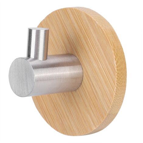 Türhänger aus Bambus und Edelstahl für Küche und Bad, 4,9 x 4,9 x 3,1 cm, Silber