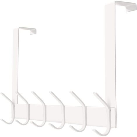 Türhänger-Garderobe, 4,5 cm, 12 Haken, Edelstahl, Handtuchhaken, Aufbewahrung für Schlafzimmer, Badezimmer, Büro, kein Bohren erforderlich, Weiß