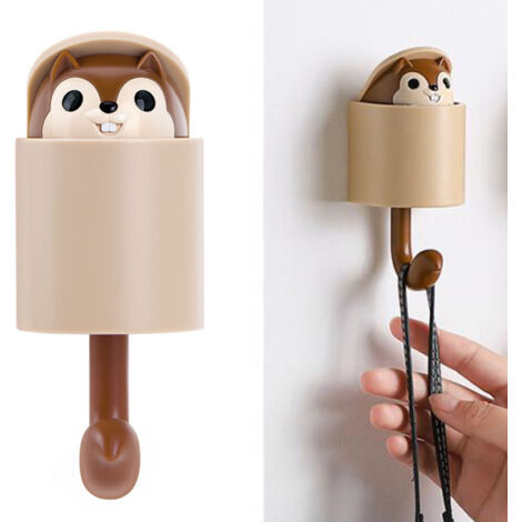 Türhänger mit Eichhörnchen-Silhouette, selbstklebend, kein Bohren erforderlich, für Jacken, Schlüssel, Kabel, 2,5 kg, ABS, Wanddekoration