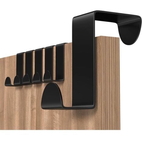 GRID COOL Türhaken, 6-teiliges Edelstahl-Garderobenset für Standardtüren, Schubladen, Schränke und Kleiderschränke, für Küche, Bad und Schlafzimmer, Schwarz