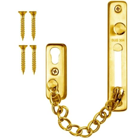 Türkette aus Edelstahl 304, Türbegrenzer, Haustürsicherung, Eingangstürkette, Sicherheitskette, Haken für Einzeltürbegrenzer (gold)