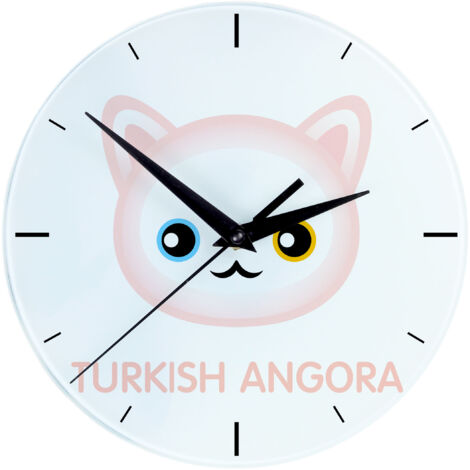 Türkisch Angora - MDF Uhr mit Grafik und Beschriftung von Art-Dog