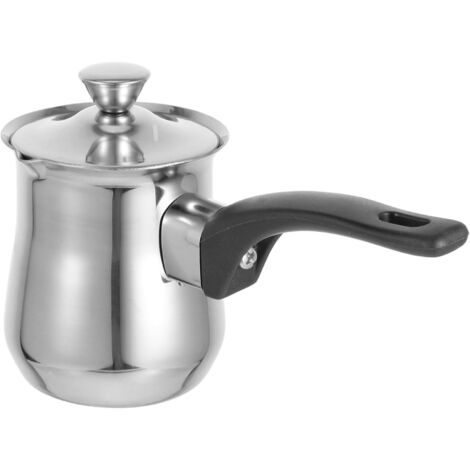 Türkischer Kaffeebereiter aus Edelstahl mit Deckel und Griff, Multifunktionskanne zum Erwärmen von Milch und Soße, für Induktionsherde und den täglichen Gebrauch
