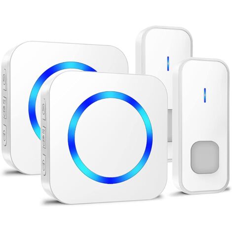 JOEAIS Türklingel-Set Funkklingel Kabellose Türklingel Aussen Funk 400m Reichweite 110dB, Wireless Boorbell Haustürklingel Haus 2 Sender 2 Empfänger Wasserdicht