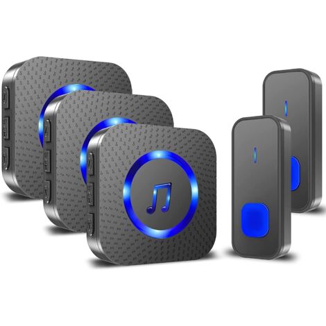 JOEAIS Türklingel-Set Funkklingel Kabellose Türklingel Aussen Funk 400m Reichweite 110dB, Wireless Boorbell Haustürklingel Haus 2 Sender 3 Empfänger Wasserdicht