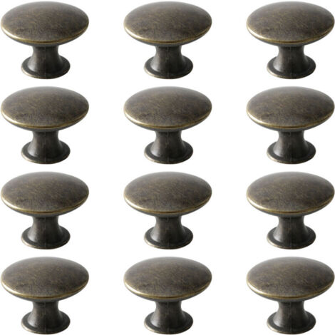 Türknöpfe, Schubladenknöpfe, Möbelknöpfe, runde Schrankknöpfe, antike Messingknöpfe, Griffe im Vintage-Chic-Stil, Schrankknöpfe für Küche und Schlafzimmer (12, Bronze)