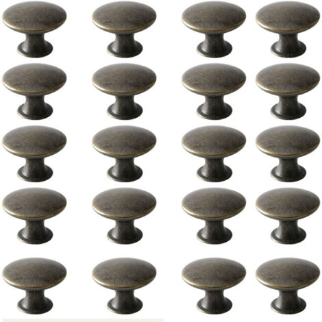 Türknöpfe, Schubladenknöpfe, Möbelknöpfe, runde Schrankknöpfe, antike Messingknöpfe, Griffe im Vintage-Chic-Stil, Schrankknöpfe für Küche und Schlafzimmer (20, Bronze)