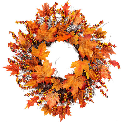 Türkranz aus Ahornblättern, Herbstliche Halloween-Dekoration, Weinrebenkranz